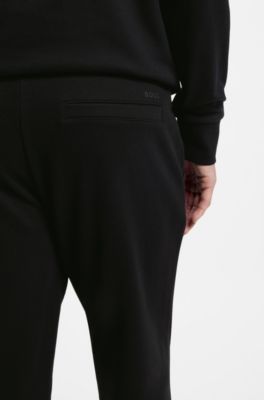 Cotton-terry tracksuit bottoms with printed logo, Black
