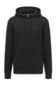Organic-cotton regular-fit hooded sweatshirt with logo, Black