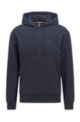Organic-cotton regular-fit hooded sweatshirt with logo, Dark Blue