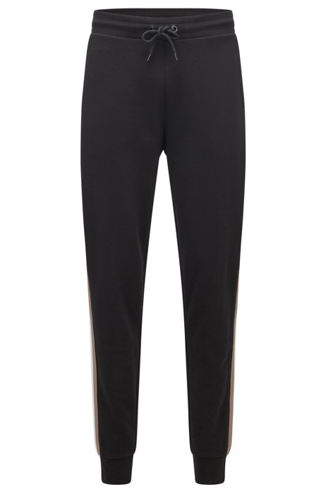 Regular-fit tracksuit bottoms with side-seam inserts, Black