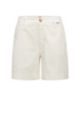 Shorts regular fit in twill di cotone elasticizzato tinto in capo, Bianco