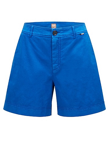 常规版型成衣染色工艺弹力棉质斜纹布短裤,  463_Open Blue