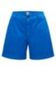 Garment-dyed regular-fit shorts in stretch-cotton twill, Blue