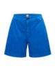 Garment-dyed regular-fit shorts in stretch-cotton twill, Light Blue