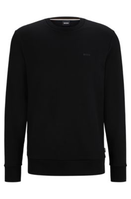 HUGO BOSS 100% Organic Cotton Embossed Logo Sweatshirt Black/Turquoise/Dark  Blue