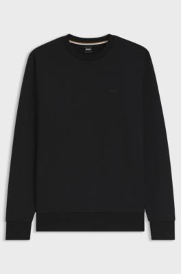 Cotton-terry sweatshirt with rubber-printed logo, Black