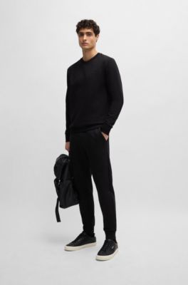 Cotton-terry sweatshirt with rubber-printed logo, Black