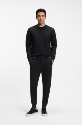 Cotton-terry sweatshirt with rubber-printed logo, Black