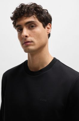 Cotton-terry sweatshirt with rubber-printed logo, Black