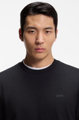 Cotton-terry sweatshirt with rubber-printed logo, Black