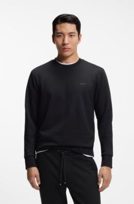 Cotton-terry sweatshirt with rubber-printed logo, Black
