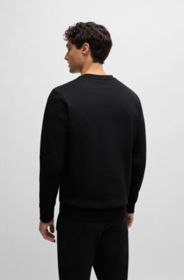 Cotton-terry sweatshirt with rubber-printed logo, Black