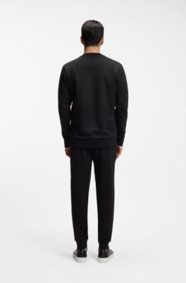 Cotton-terry sweatshirt with rubber-printed logo, Black