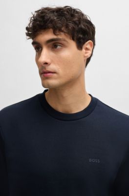 BOSS - Cotton-terry sweatshirt with rubber-printed logo