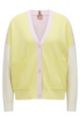 Colour-blocked cardigan in cotton and silk, Yellow
