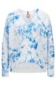 Organic-cotton sweater with tie-dye print, Blue Patterned