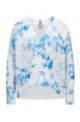Organic-cotton sweater with tie-dye print, Blue Patterned