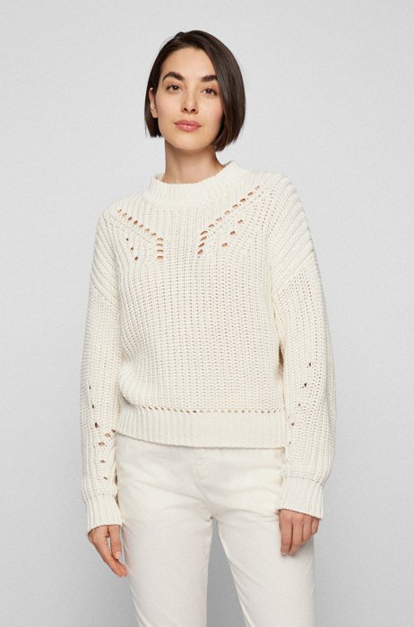 Cotton-blend sweater in a relaxed fit, White