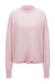 Relaxed-fit sweater with high neckline, light pink