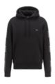 Oversized-fit cotton-blend hooded sweatshirt with logo accents, Black