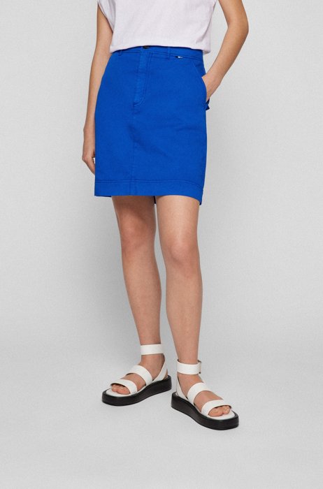 A-line mini skirt in organic cotton with stretch, Blue