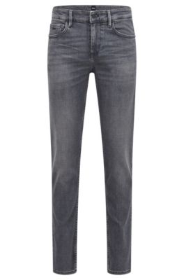 BOSS - Extra-slim-fit jeans in grey cashmere-touch denim