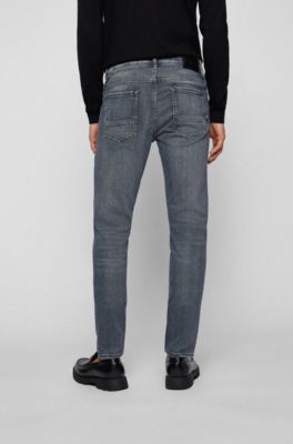 BOSS - Extra-slim-fit jeans in grey cashmere-touch denim