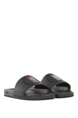 BOSS & NBA slides with collaborative branding, Black