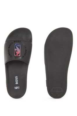 BOSS & NBA slides with collaborative branding, Black