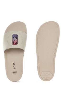 BOSS & NBA slides with collaborative branding, Light Beige