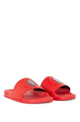 BOSS & NBA slides with collaborative branding, Open Red