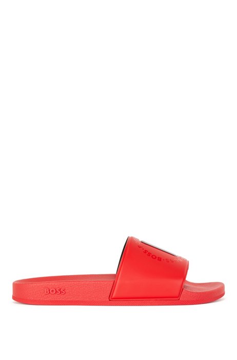 BOSS & NBA slides with collaborative branding, Red