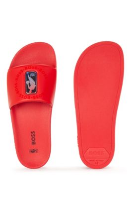 BOSS & NBA slides with collaborative branding, Open Red
