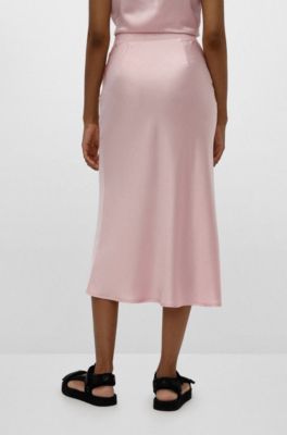 blush pink silk skirt