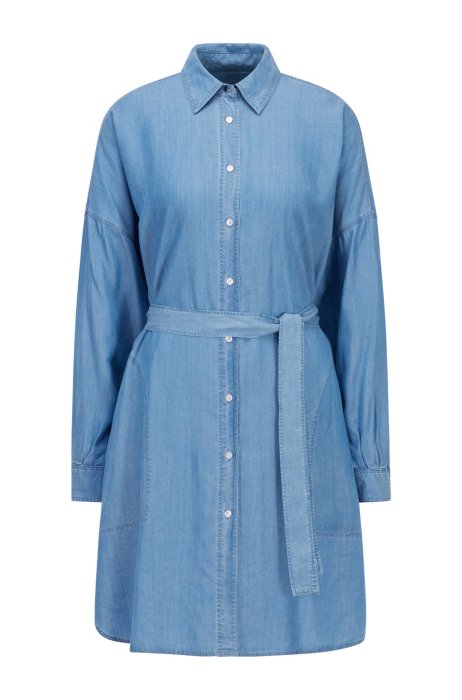 BOSS - Relaxed-fit shirt dress in washed canvas
