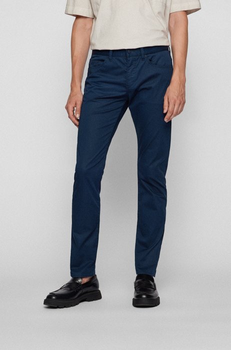 Slim-fit jeans in printed performance-stretch denim, Dark Blue