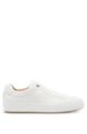 Lowtop Sneakers aus poliertem Leder mit Gummisohle, Weiß
