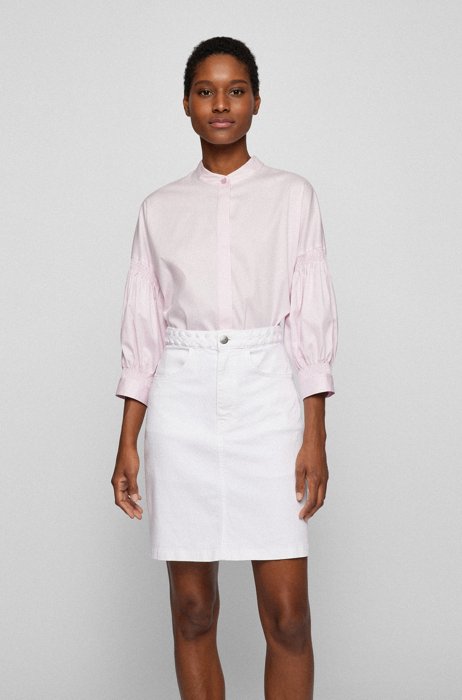 Relaxed-fit blouse in paper-touch cotton twill, light pink