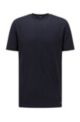 Camiseta slim fit de algodón y seda a dos tonos, Azul oscuro