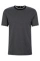 Slim-fit T-shirt in bubble-structured cotton and silk, Dark Blue