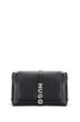 Faux-leather crossbody bag with logo-lettering hardware, Black
