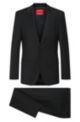 Slim-Fit Anzug aus elastischem Woll-Mix, Schwarz