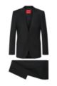 Slim-Fit Anzug aus elastischem Woll-Mix, Schwarz