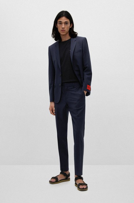 Slim-fit suit in a stretch-wool blend, Dark Blue