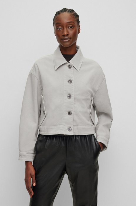 Relaxed-fit field jacket in a cotton blend, Silver
