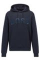 Sweater met capuchon van katoenen sweatstof met metallic logo, Donkerblauw