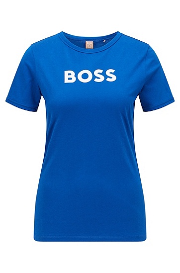 BOSS 博斯撞色徽标图案棉质 T 恤,  463_Open Blue
