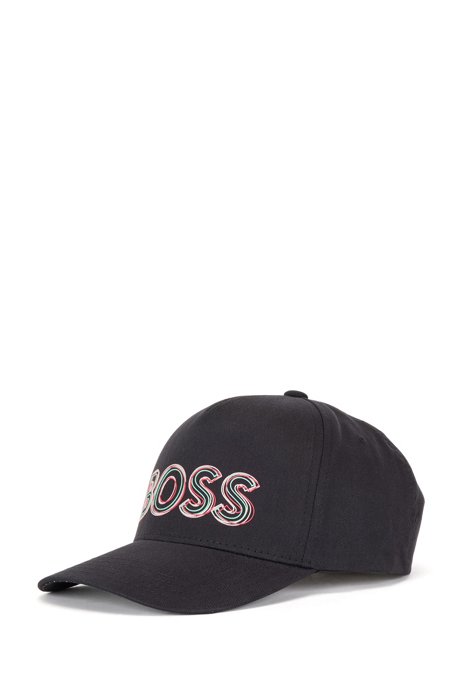 Cotton-twill cap with logo artwork, Black