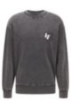 Dyed-cotton sweatshirt with front and back print, Dark Grey