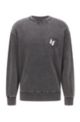 Sweater van geverfde katoen met print op de voor- en achterkant, Donkergrijs